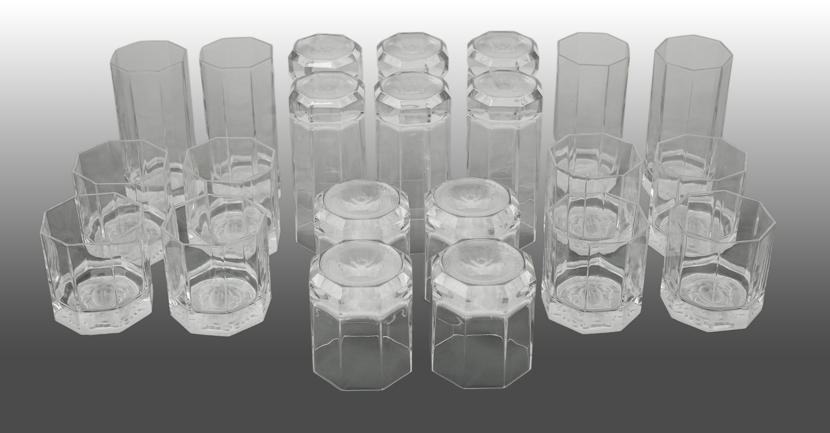 Rosenthal for Versace: A suite of 'Medusa Lumiere' drinking glasses